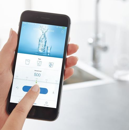 GROHE BLUE HOME dřezová elektronická baterie, s filtračním a chladícím zařízením, Bluetooth, napájení ze sítě, kartáčovaný hard graphite 31454AL1 Obrázek - fotka
