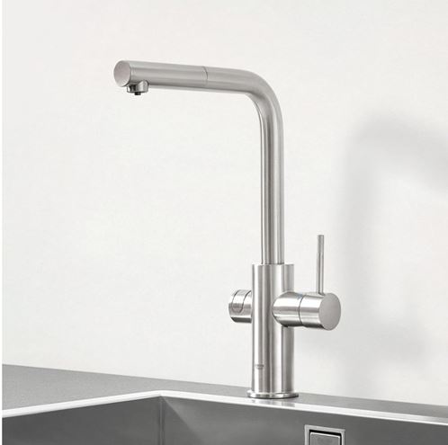GROHE BLUE PROFESSIONAL dřezové elektronická baterie, s vytahovací koncovkou, s filtračním a chladícím zařízením, Bluetooth, napájení ze sítě, supersteel 31326DC2 Obrázek - fotka
