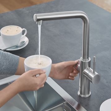 GROHE RED DUO dřezová elektronická baterie, s ohřevem, velikost M, GROHE ChildLock, napájení ze sítě, supersteel 30327DC1 Obrázek - fotka