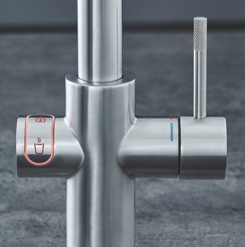 GROHE RED DUO dřezová elektronická baterie, s ohřevem, velikost M, GROHE ChildLock, napájení ze sítě, supersteel 30327DC1 Obrázek - fotka