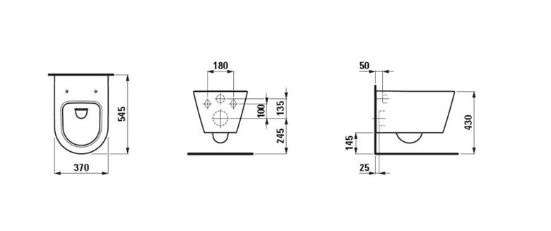 LAUFEN KARTELL závěsné WC, LCC H8203374000001 Technický nákres