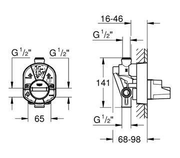 GROHE podomítkové těleso DN15 33961000 Technický nákres