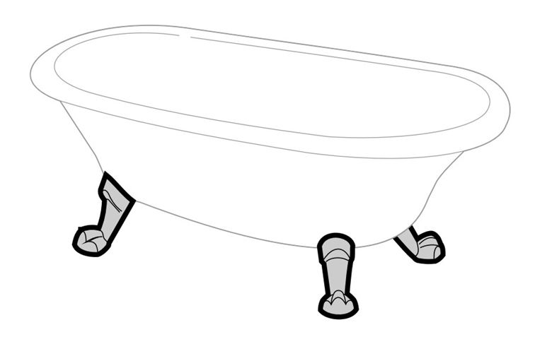 ROCA NEWCAST nožičky k vaně, lví tlapa, chrom A291069001 Technický nákres