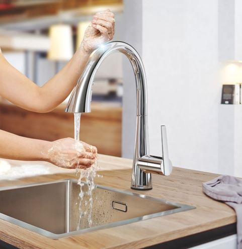 GROHE ZEDRA TOUCH dřezová elektronická baterie, s vytahovací sprškou, napájení z baterie, chrom 30219002 Obrázek - fotka