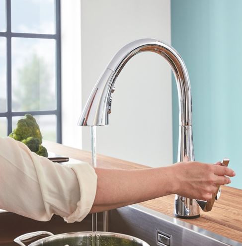 GROHE ZEDRA TOUCH dřezová elektronická baterie, s vytahovací sprškou, napájení z baterie, chrom 30219002 Obrázek - fotka