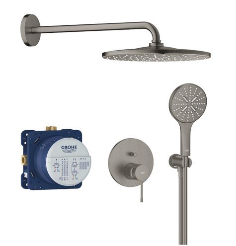 GROHE ESSENCE NEW sprchový set s podomítkovou baterií, horní sprcha, ruční sprcha se 3 proudy, hadice, držák, kartáčovaný hard graphite 25287AL0 Obrázek - Hlavní obrázek