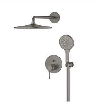 GROHE ESSENCE NEW sprchový set s podomítkovou baterií, horní sprcha, ruční sprcha se 3 proudy, hadice, držák, kartáčovaný hard graphite 25287AL0 Obrázek - fotka