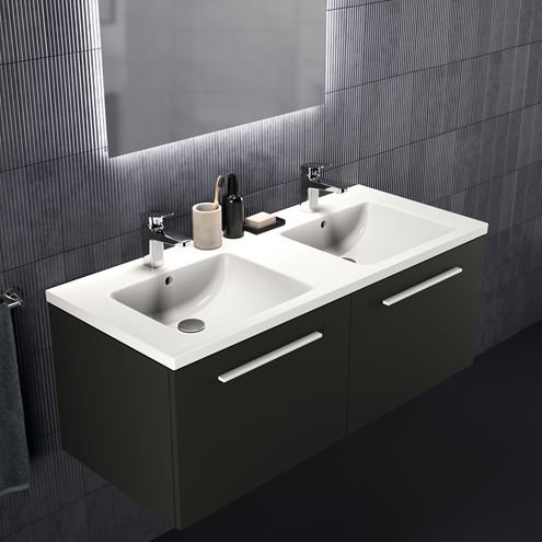 IDEAL STANDARD I.LIFE B dvojumyvadlo 121 cm, se 2 otvory pro baterie a přepadem T460201 Obrázek - fotka