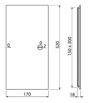 ALCA AVD002 vanová dvířka 150x300 mm, bílá AVD002 Technický nákres