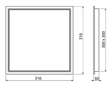 ALCA AVD003 vanová dvířka 300x300 mm, bílá AVD003 Technický nákres
