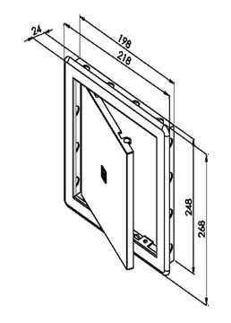HACO vanová dvířka 200x250 mm, bílá 0108 Technický nákres