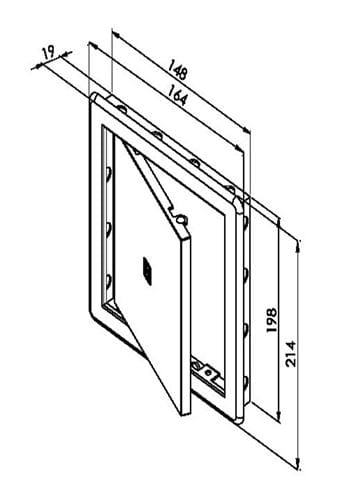 HACO vanová dvířka 150x200 mm, bílá 0110 Technický nákres