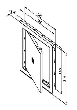 HACO vanová dvířka 150x200 mm, bílá 0110 Technický nákres