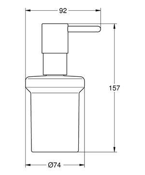 GROHE ESSENTIALS dávkovač tekutého mýdla 160 ml, bez držáku, sklo, supersteel 40394DC1 Technický nákres