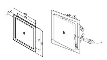 HACO vanová dvířka 200x200 mm, kartáčovaná nerez ocel 0126 Technický nákres