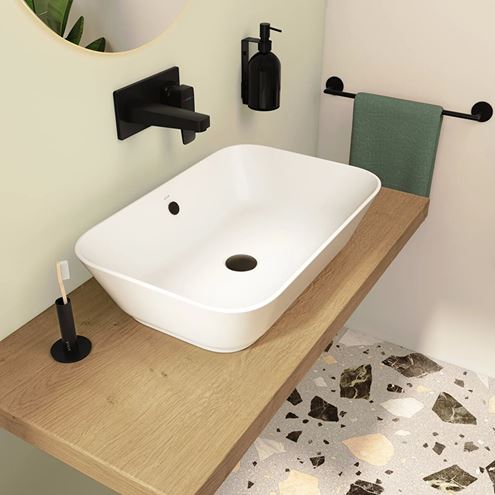 VITRA GEO umyvadlo na desku 59,5 cm, bez přepadu, broušené, VitrAhygiene 7425B003-0016 Obrázek - fotka