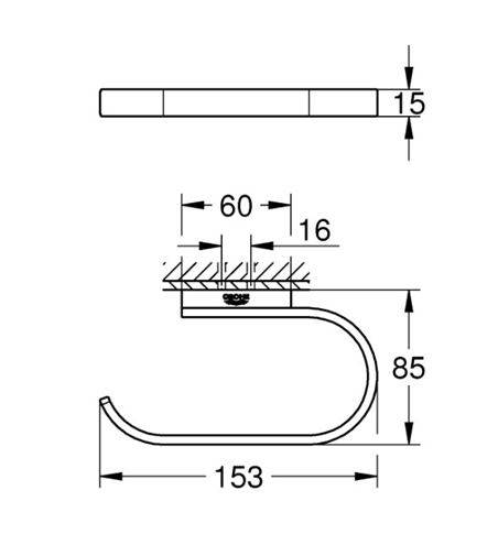 GROHE SELECTION držák toaletního papíru, nástěnný, kartáčovaný hard graphite 41068AL0 Technický nákres
