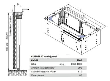 KALDEWEI MULTIVERSO 180 čelní panel k vaně 196x61 cm, k obložení 550000040000 Technický nákres
