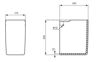 CONCEPT CUBE polosloup pro umývátko, alpská bílá  E784001 Technický nákres