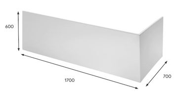 LAUFEN PRO L čelní panel k vaně 170x75x60 cm H2961120000001 Technický nákres