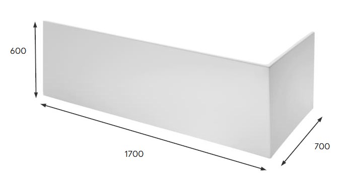 LAUFEN PRO L čelní panel k vaně 170x75x60 cm H2961120000001 Technický nákres