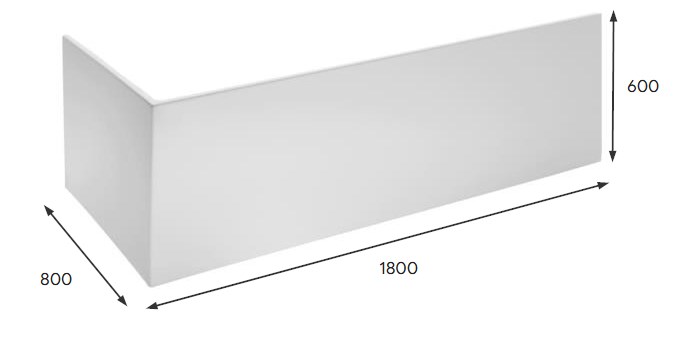 LAUFEN PRO L čelní panel k vaně 180x80x60 cm H2961210000001 Technický nákres