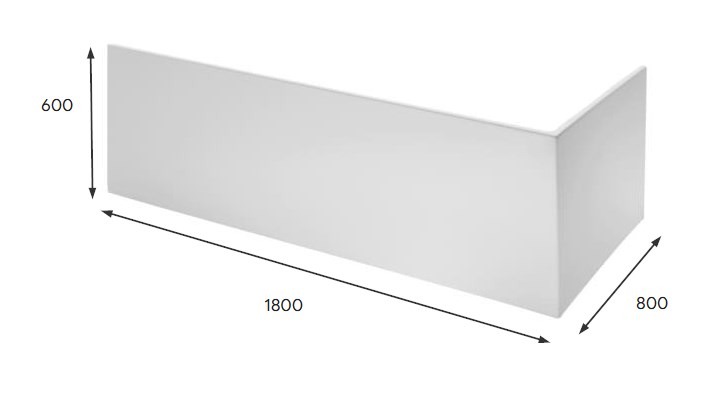 LAUFEN PRO L čelní panel k vaně 180x80x60 cm H2961220000001 Technický nákres