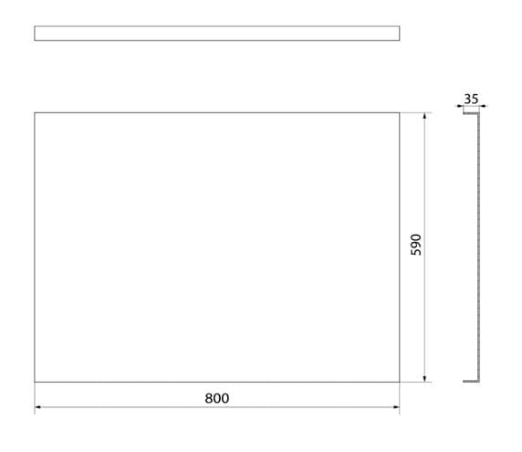 POLYSAN PLAIN boční panel k vaně 80x59 cm 72696 Technický nákres