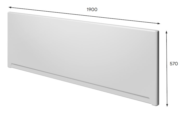 RIHO čelní panel k vaně 190x57 cm 209308 Technický nákres