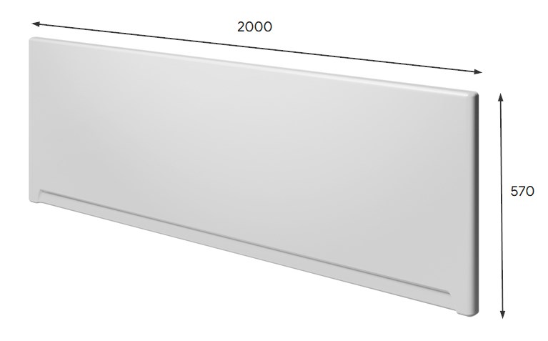 RIHO čelní panel k vaně 200x57 cm 209311 Technický nákres