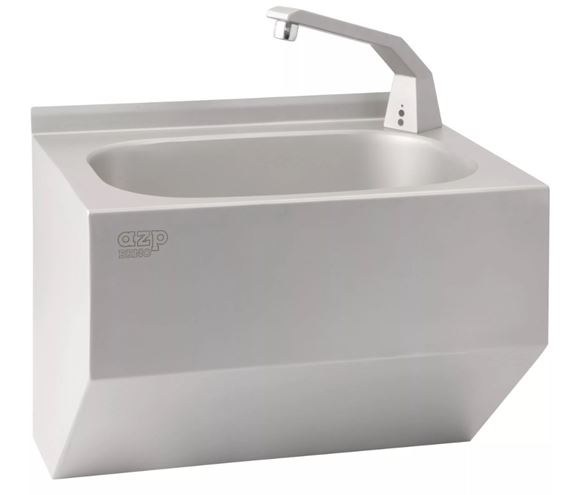 AZP BRNO umyvadlo 44 cm, se senzorovou baterii na jednu vodu, s průtokovým ohřívačem, napájení ze sítě, nerez AUM 016.E Obrázek - Hlavní obrázek