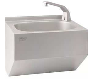 AZP BRNO umyvadlo 44 cm, se senzorovou baterií s regulací teploty, napájení ze sítě, nerez