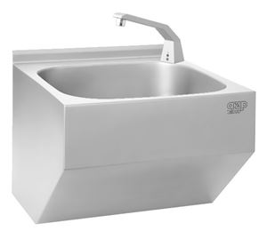 AZP BRNO umyvadlo 41 cm, se senzorovou termostatickou baterií, napájení ze sítě, nerez