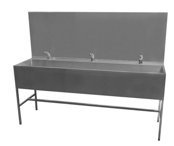 AZP BRNO mycí žlab 190 cm, na podlahu, 3 termostatické senzorové baterie, napájení ze sítě, nerez AUL 01.2.P Obrázek - Hlavní obrázek