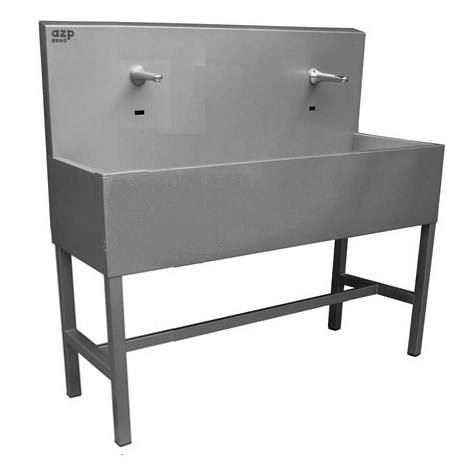 AZP BRNO mycí žlab 125 cm, na podlahu, 2 termostatické senzorové baterie, napájení ze sítě, nerez AUL 03S.1.P Obrázek - Hlavní obrázek