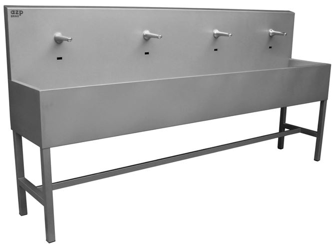 AZP BRNO mycí žlab 250 cm, na podlahu, 4 termostatické senzorové baterie, napájení ze sítě, nerez AUL 03S.3.P Obrázek - Hlavní obrázek