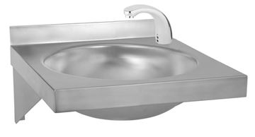 AZP BRNO umyvadlo 40 cm, se senzorovou termostatickou baterií, napájení ze sítě, nerez
