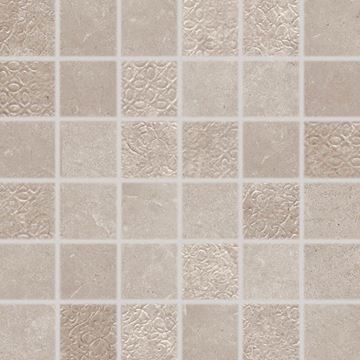 RAKO LIMESTONE mozaika 30x30(5x5) cm, lepená na síti, mat-lesk reliéf, béžovošedá