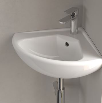 VILLEROY & BOCH O.NOVO umývátko rohové 41,5 cm, s otvorem pro baterii a přepadem 73274001 Obrázek - fotka