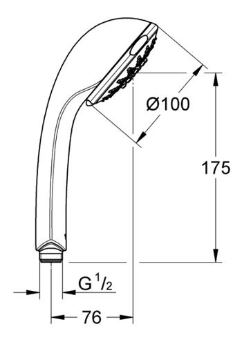 GROHE RELEXA 100 FIVE ruční sprcha pr. 100 mm, 5 proudů, chrom 28796000 Technický nákres