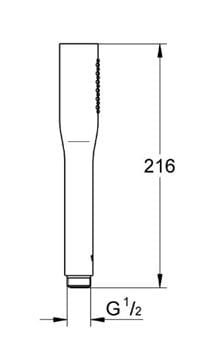 GROHE EUPHORIA COSMOPOLITAN ruční sprcha 216 mm, chrom 27367000 Technický nákres
