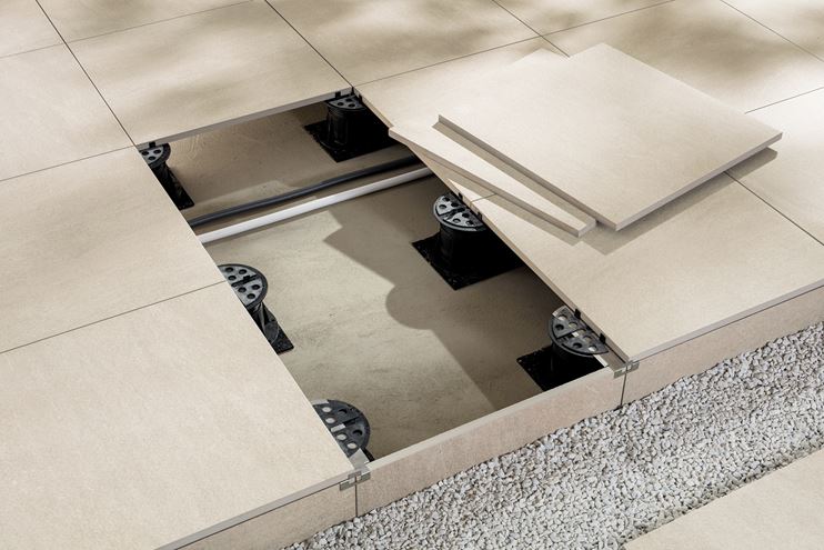 RAKO QUARZIT OUTDOOR dlažba 60x60x3 cm, mat reliéf, béžová DAR69735 Obrázek - fotka