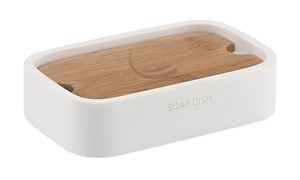 GEDY NINFEA mýdlenka, polyresin, bílá/bambus