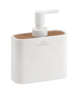 GEDY NINFEA dávkovač tekutého mýdla 300 ml, polyresin, bílá/bambus