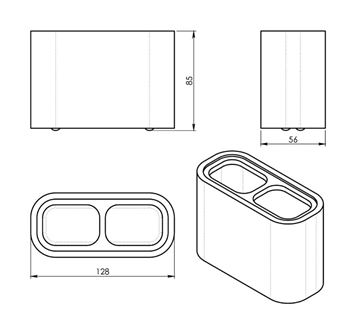 GEDY NINFEA nádobka, polyresin, černá/bambus 139814 Technický nákres