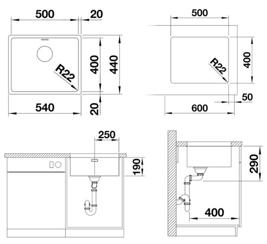 BLANCO ANDANO 500 U nerezový dřez 540x440 mm 522967 Obrázek - fotka