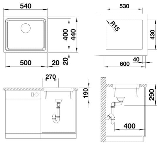 BLANCO ETAGON 500-IF nerezový dřez 540x440 mm 521840 Obrázek - fotka