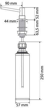 FRANKE BASIC dávkovač saponátu 500ml, ke dřezu, chrom 119.0084.687 Technický nákres