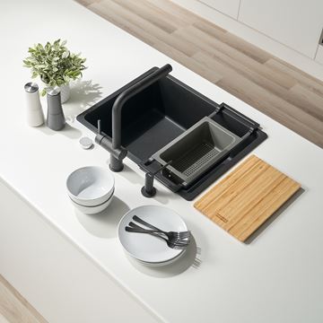 FRANKE sada ALL-IN 1 sada 3 dřezových doplňků, držák, krájecí deska a miska 112.0655.481 Obrázek - fotka