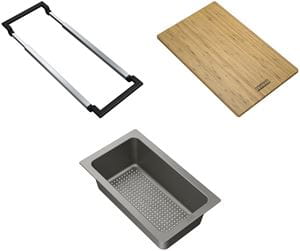FRANKE sada ALL-IN 1 sada 3 dřezových doplňků, držák, krájecí deska a miska